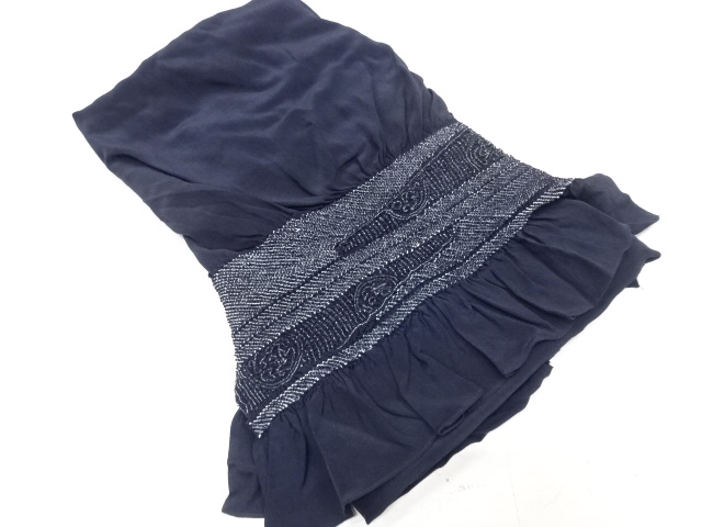 絞り　幾何学に花丸模様　男物兵児帯